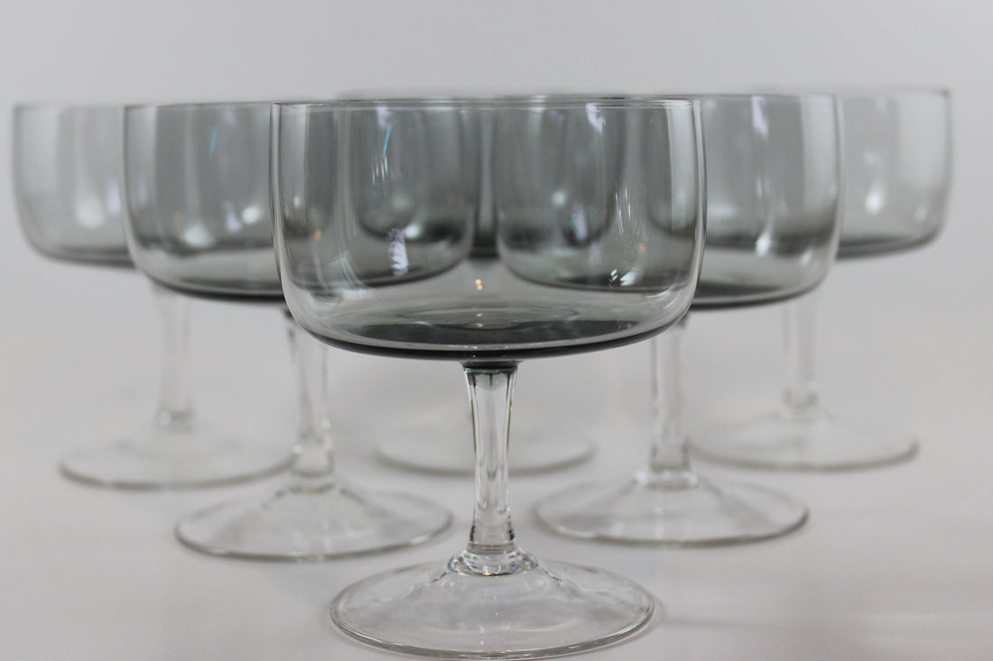 Holmegaard Smoke Grey Champagne Coup or High Dessert Glasses
