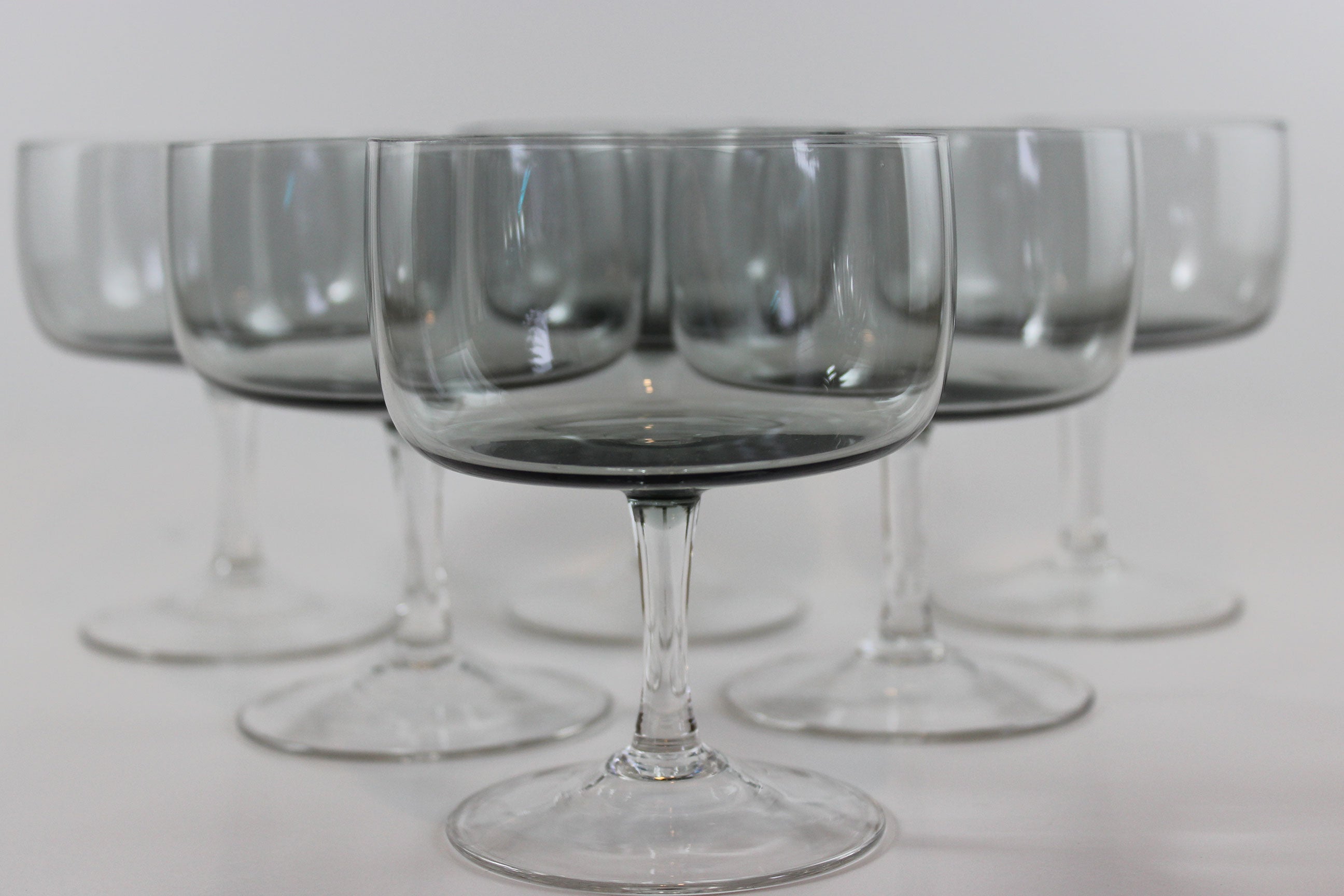 Holmegaard Smoke Grey Champagne Coup or High Dessert Glasses
