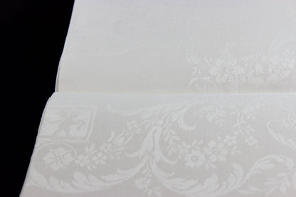 Irish Linen Double Damask Large Dinner Napkins, Floral and Swirls