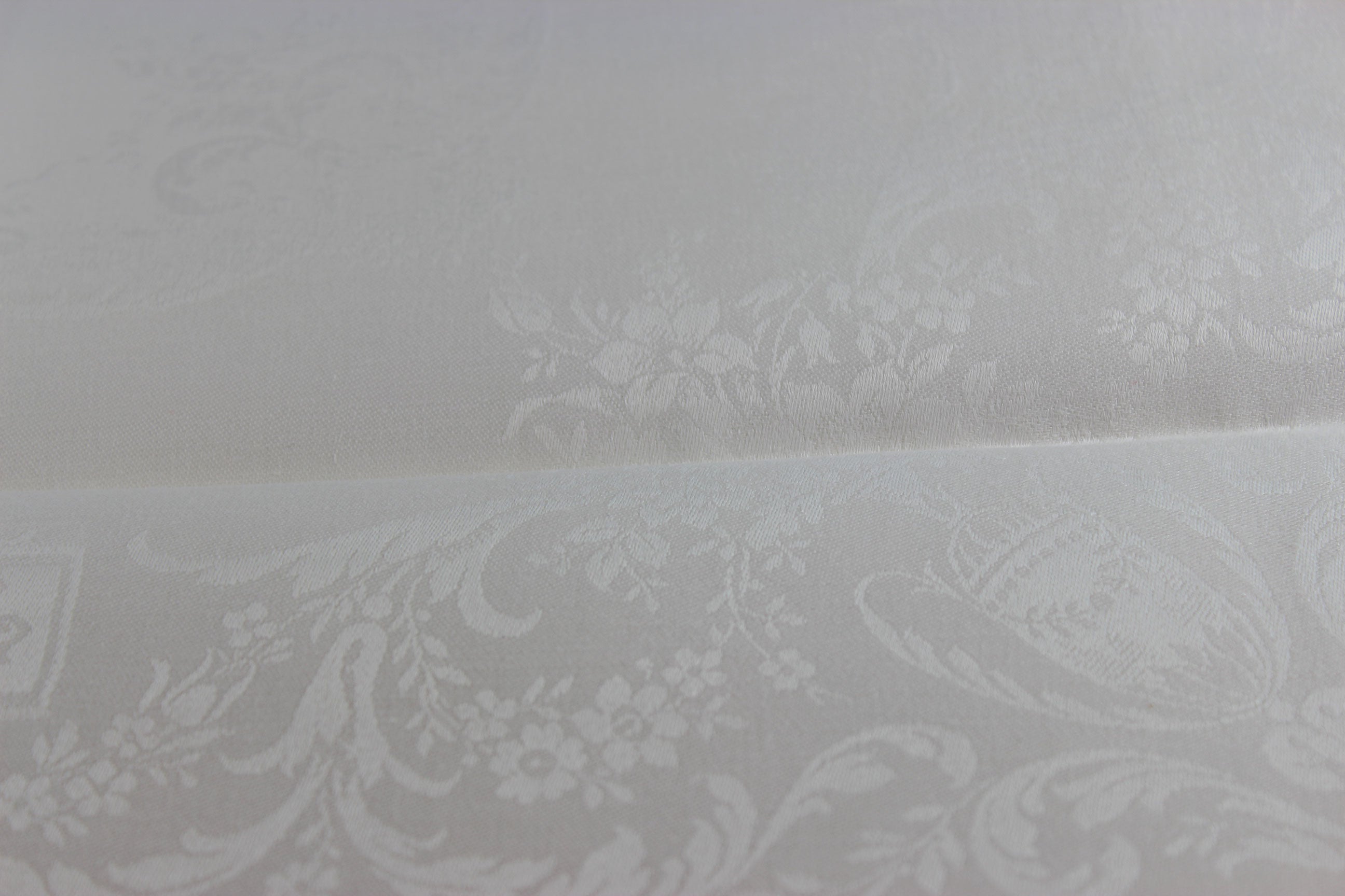 Irish Linen Double Damask Large Dinner Napkins, Floral and Swirls