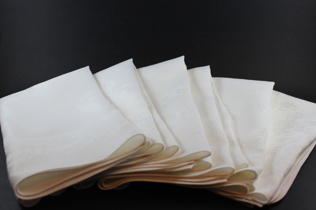 Irish Linen Napkins with Frames and Chrysanthemums