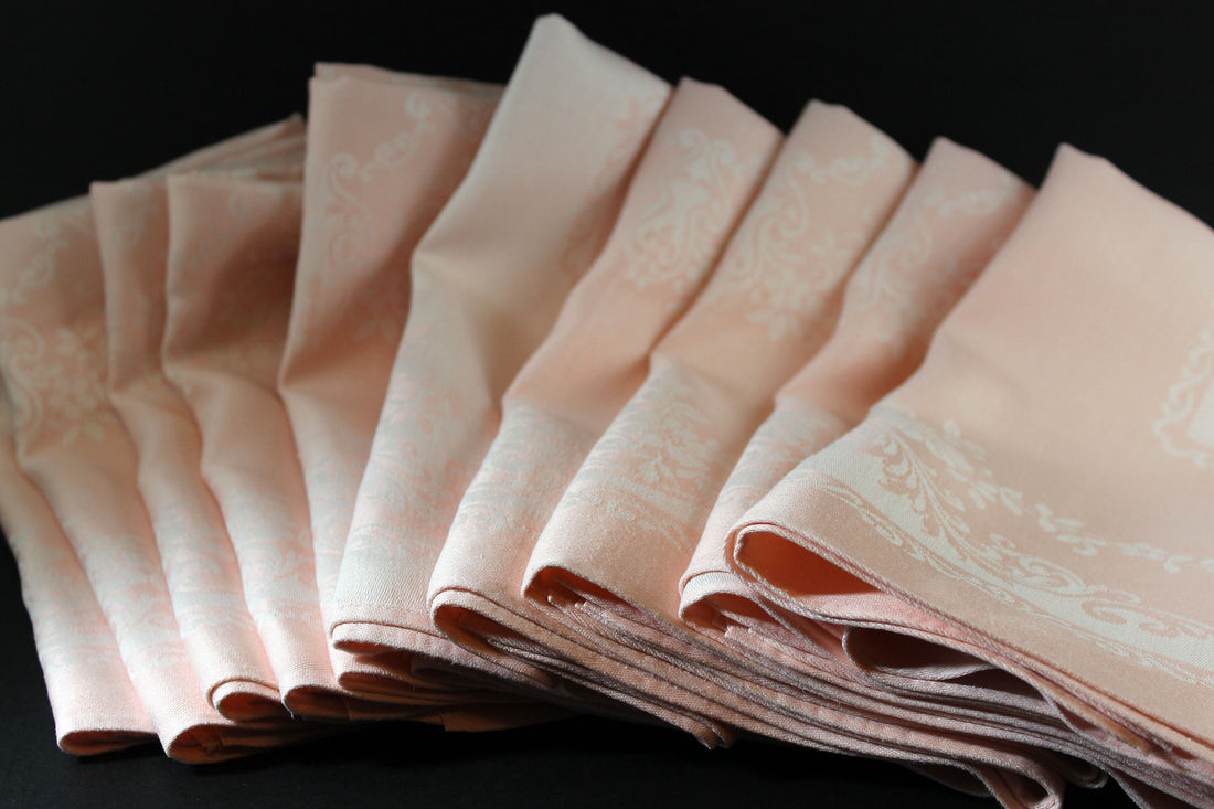 Pink Double Damask, Irish Linen, Large Dinner Napkins