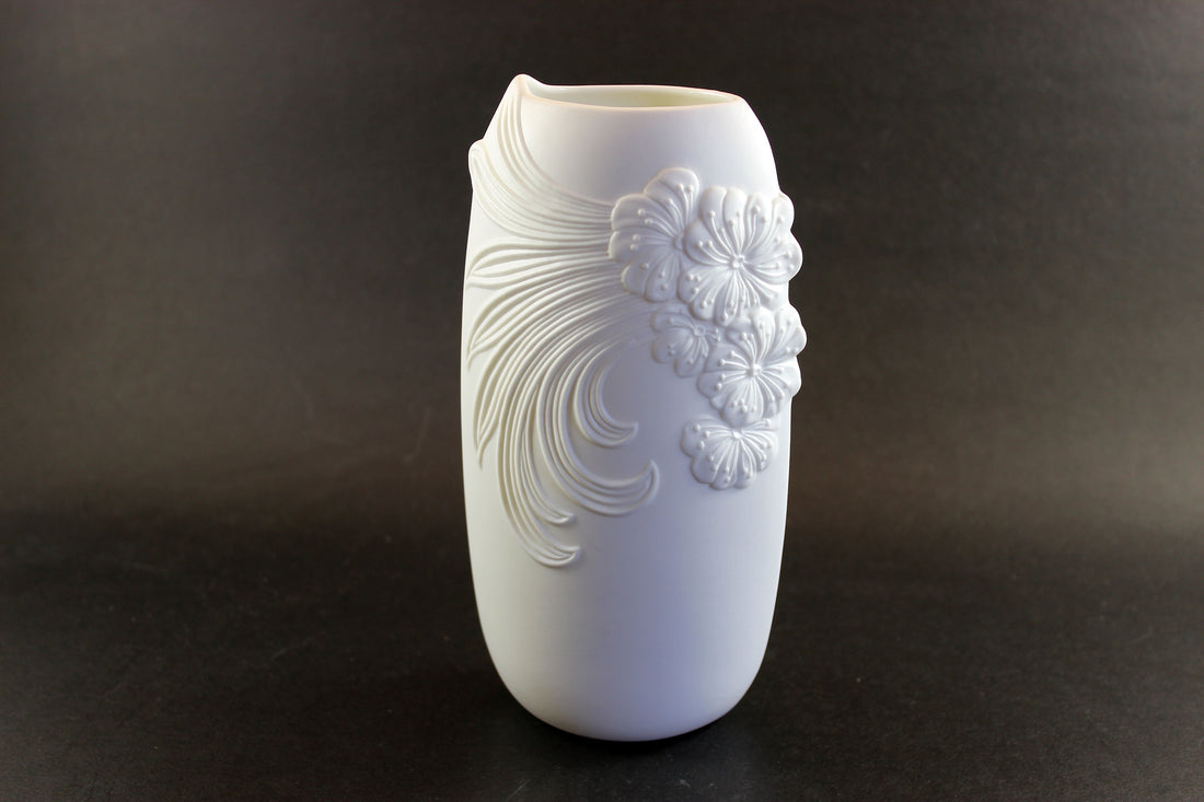 Kaiser Germany, Bisque White Floral Porcelain Vase