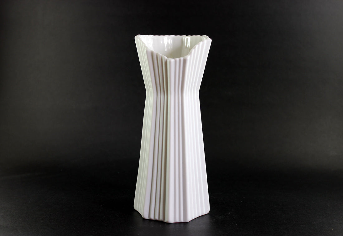 Kaiser Germany White Ribbed Porcelain Bisque Vase