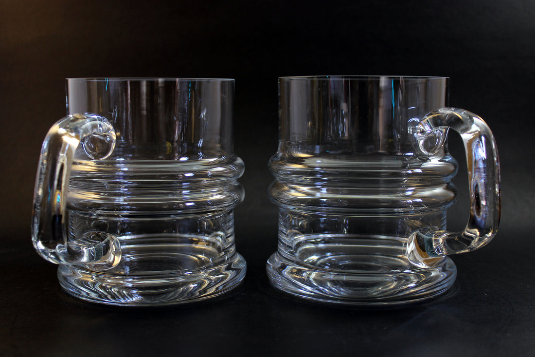 Krosno Blown Glass Ripple Beer Mugs