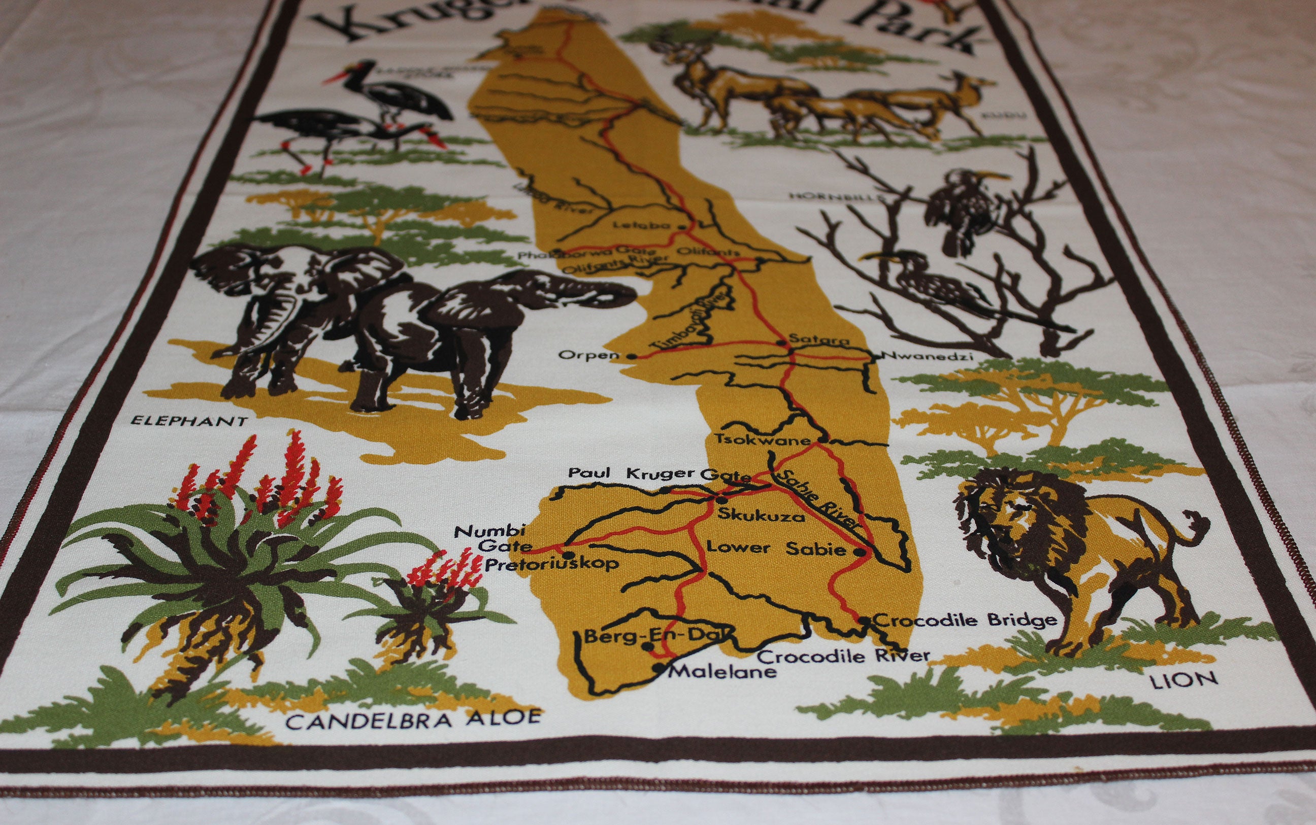 Souvenir Linen Tea Towel, Kruger National Park