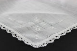 Linen Napkins, Lace Edged with Drawn Thread & Whitework Embroidery