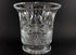 Large Crystal vase or bowl with intricate cut patterns on a black background
