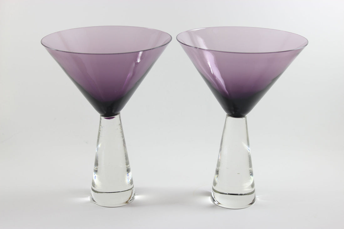 Large, Heavy Crystal, Martini Glasses, Amethyst Bowl