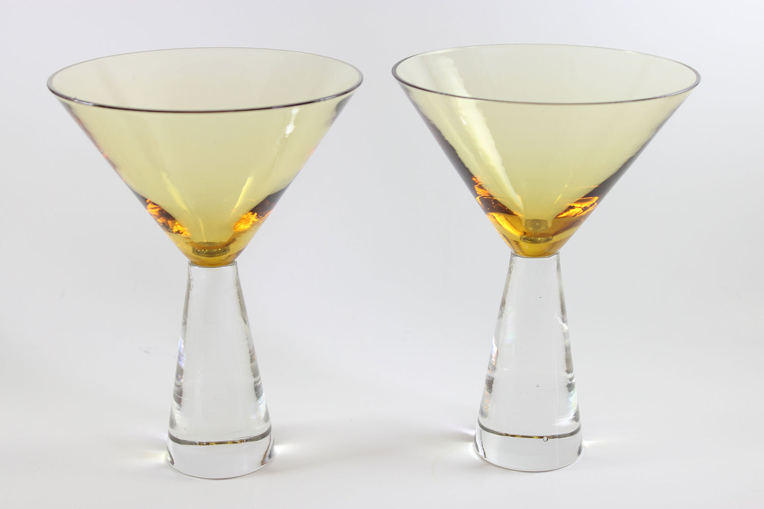 Large, Heavy Crystal, Martini Glasses, Amber Bowl