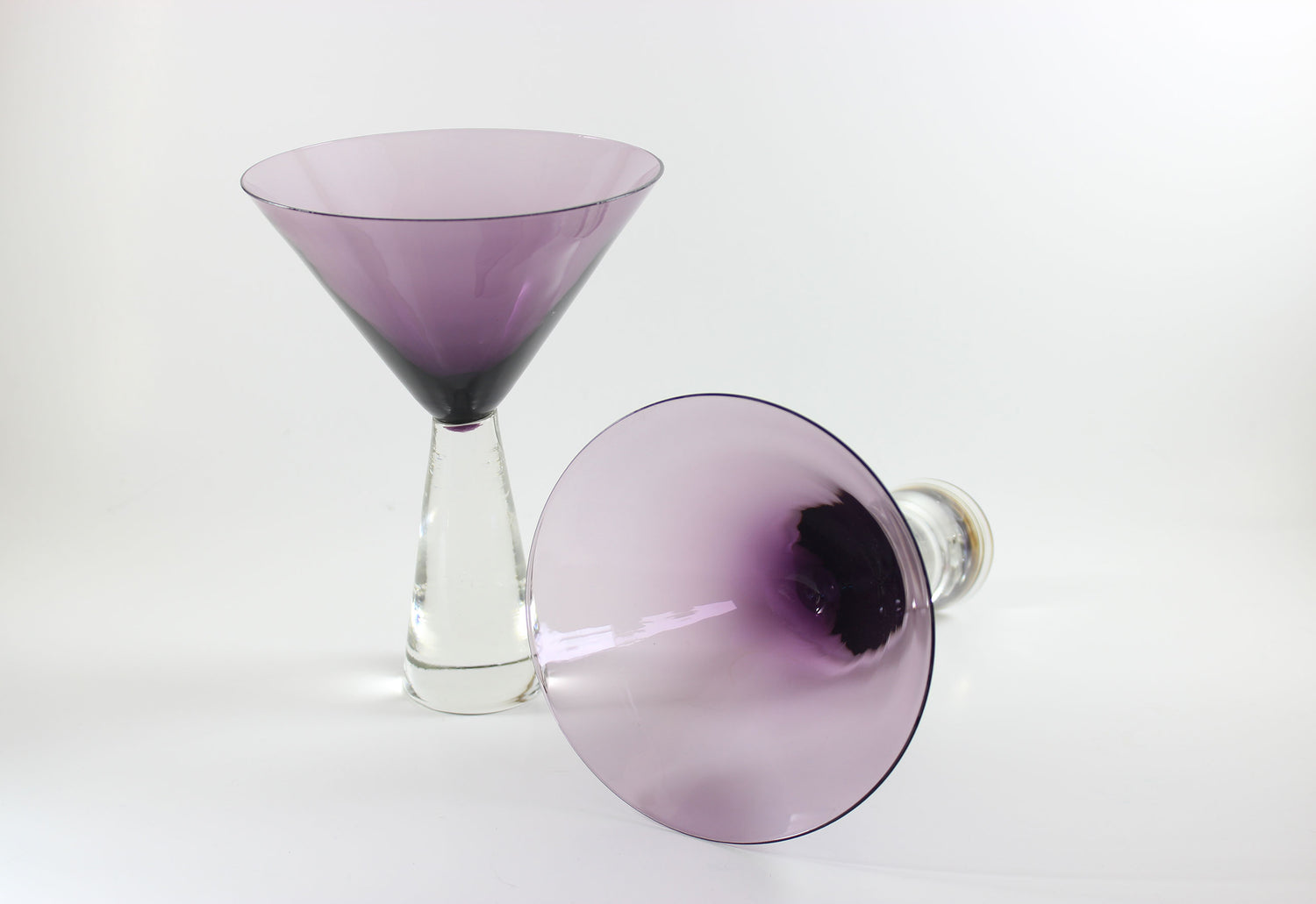 Large, Heavy Crystal, Martini Glasses, Amethyst Bowl