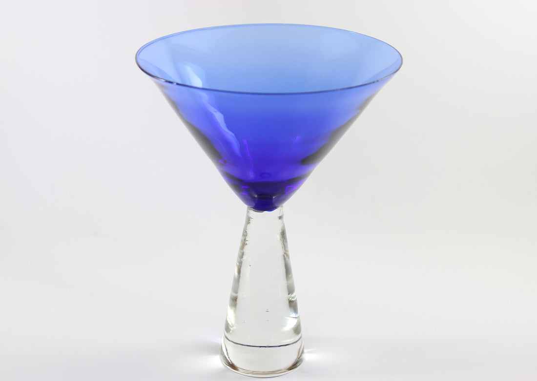 Large, Heavy Crystal, Martini Glasses, Blue Bowl