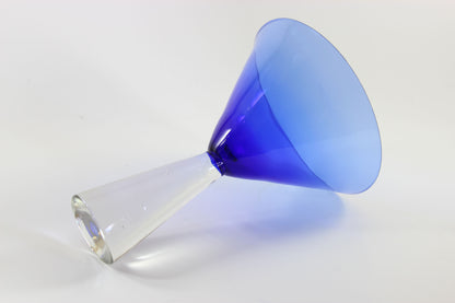 Large, Heavy Crystal, Martini Glasses, Blue Bowl