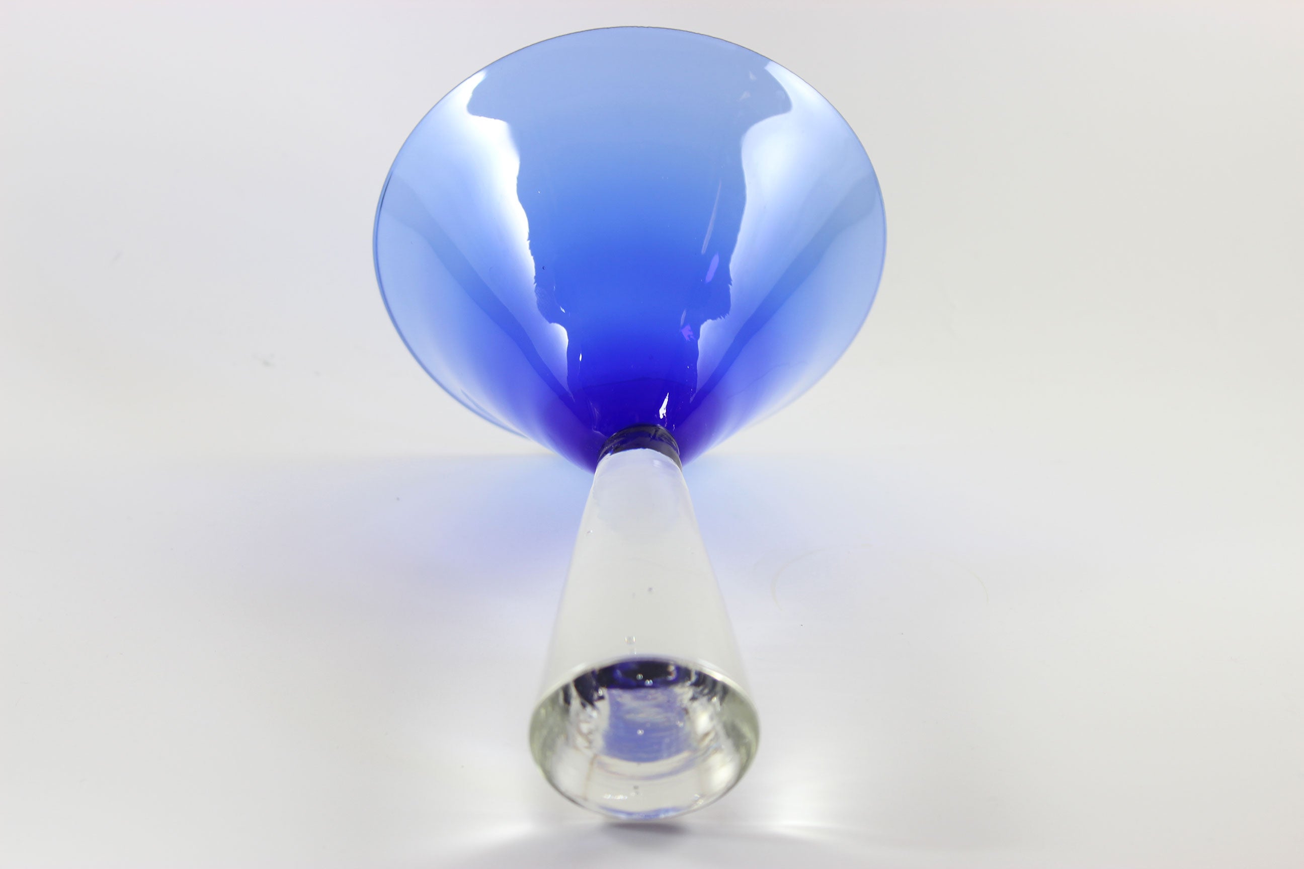 Large, Heavy Crystal, Martini Glasses, Blue Bowl