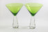 Large, Heavy Crystal, Martini Glasses, Green Bowl