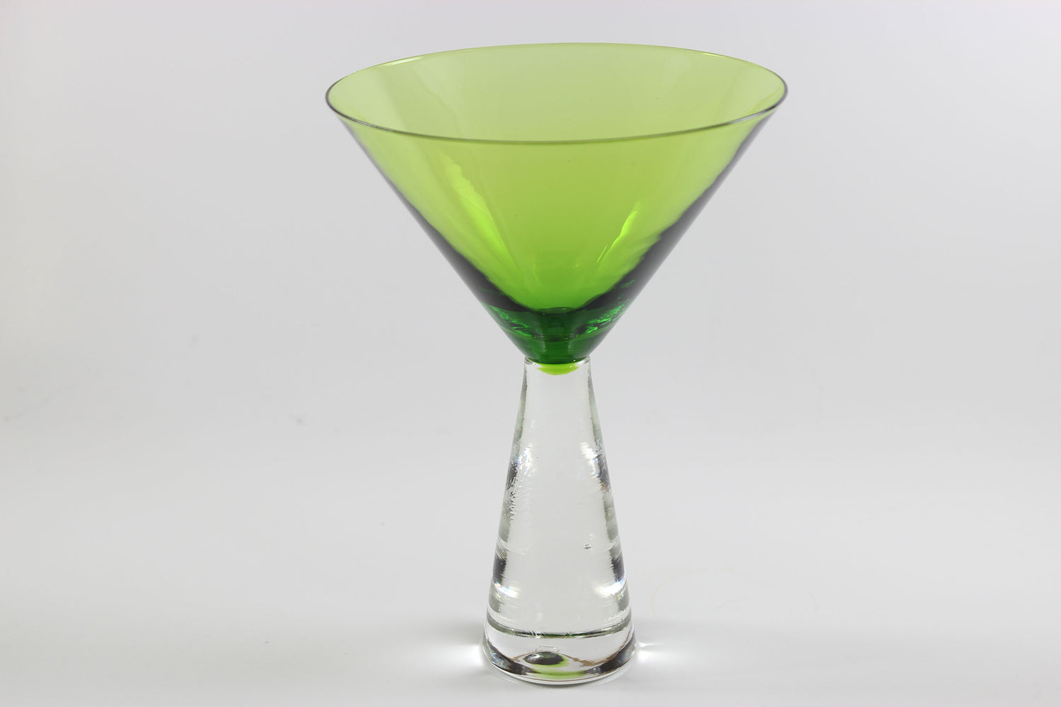 Large, Heavy Crystal, Martini Glasses, Green Bowl