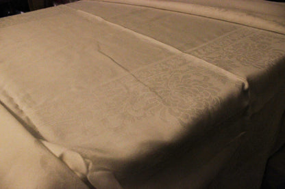 Large Double Damask Irish Linen Tablecloth