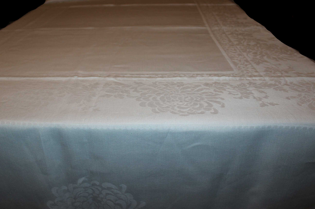 Large Double Damask Irish Linen Tablecloth