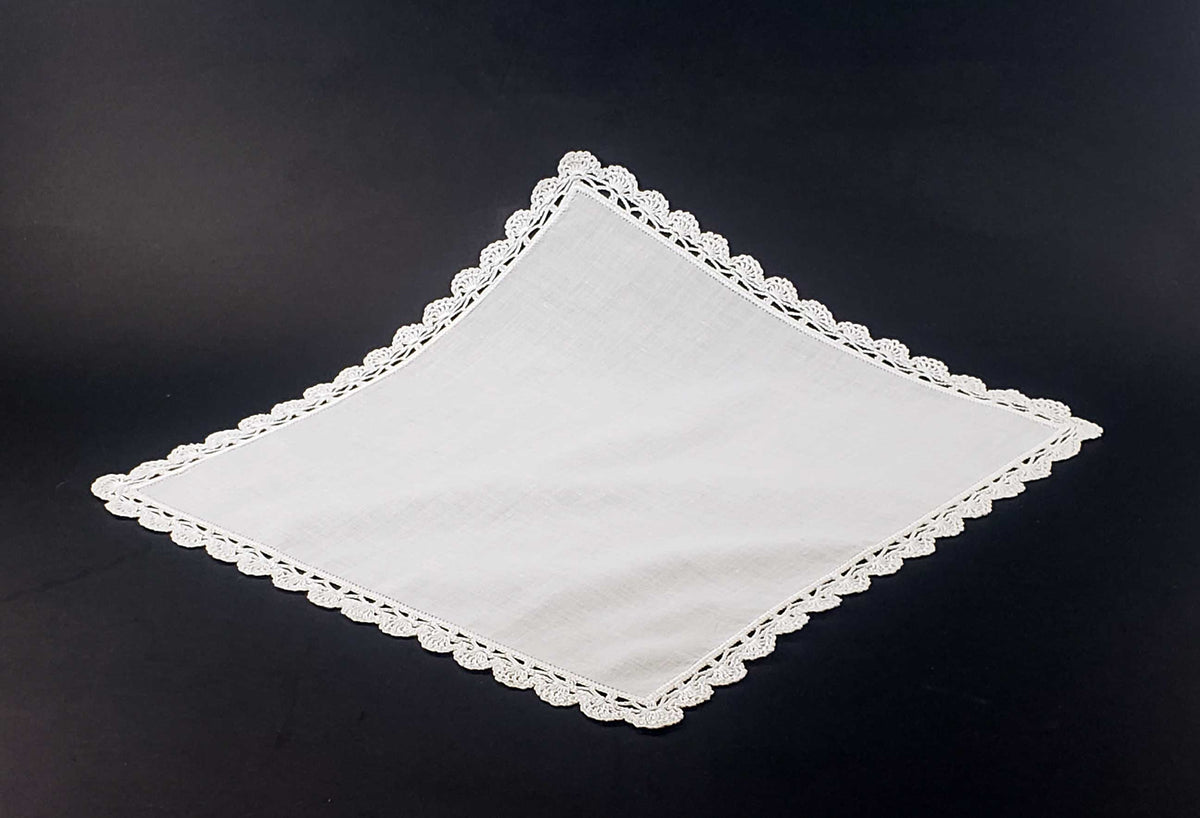 Linen and Crochet Lace Border Handkerchief