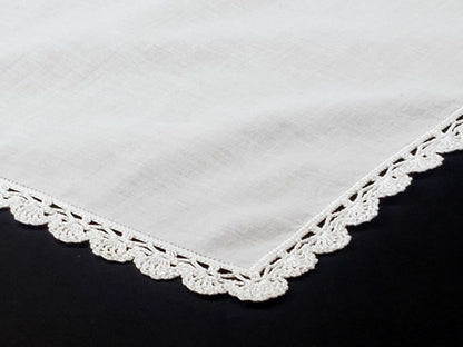 Linen and Crochet Lace Border Handkerchief
