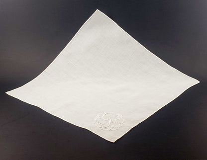 Linen and Monogram Embroidered Handkerchief