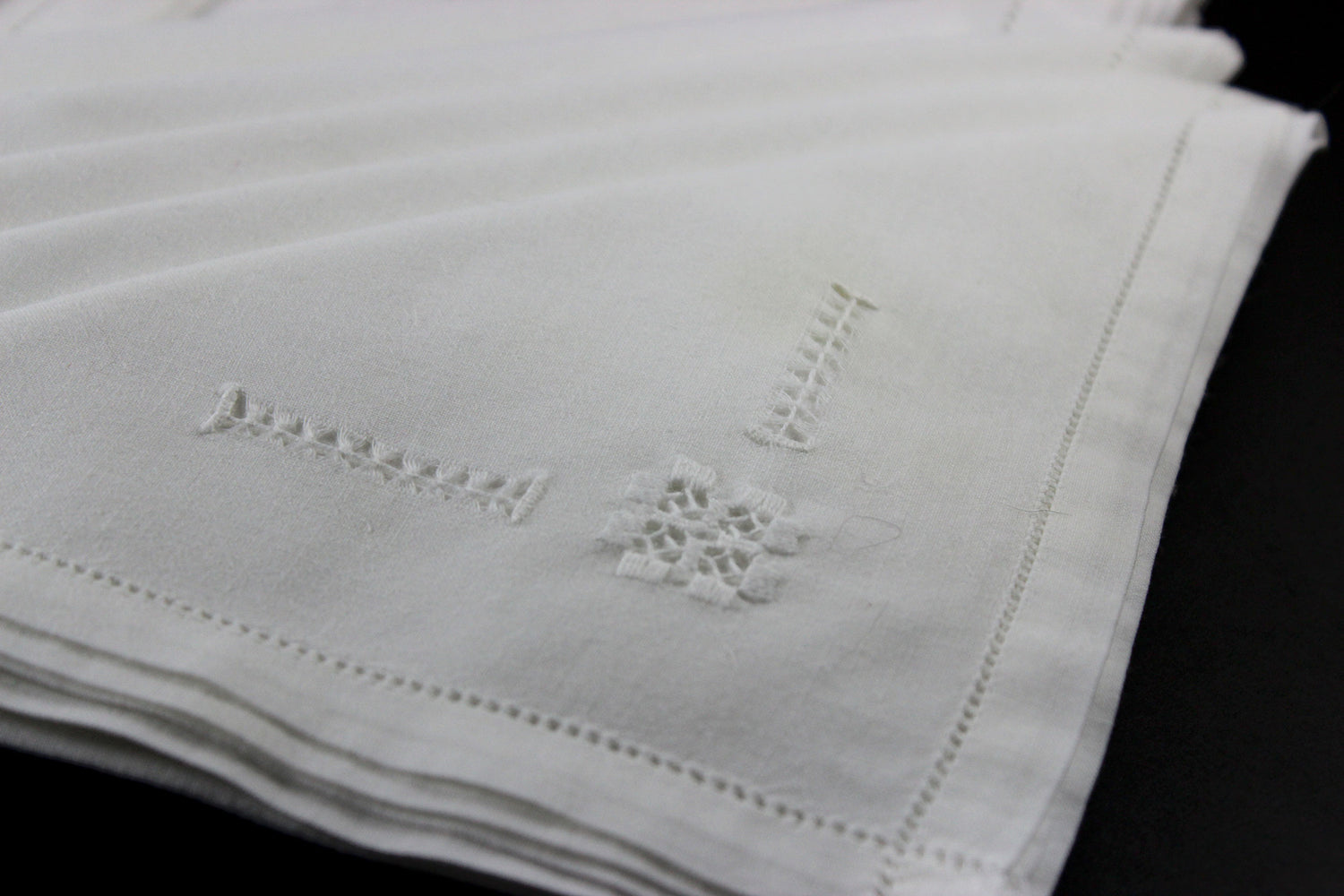 Linen Napkins,  Drawn Thread &amp; Hardanger Stitching