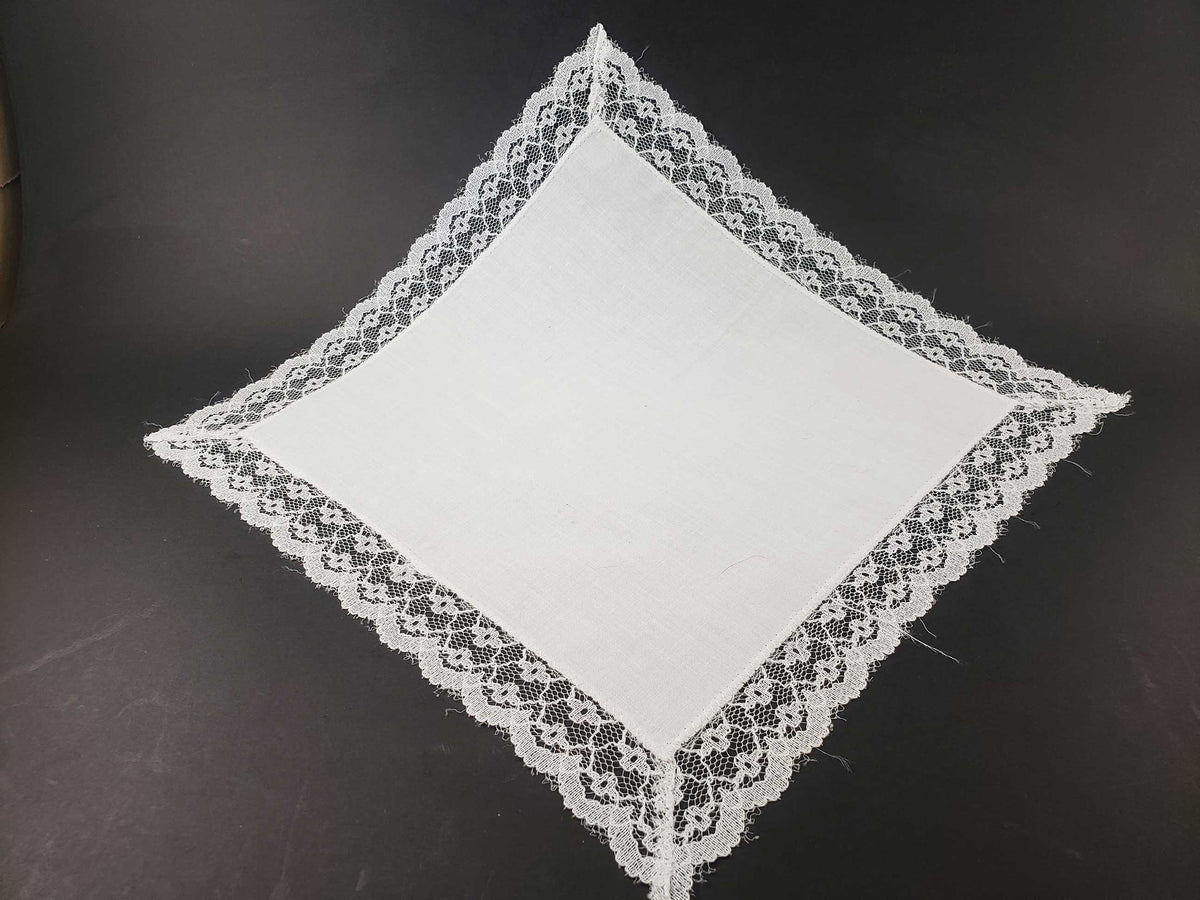 Linen and Lace Border Antique Handkerchief