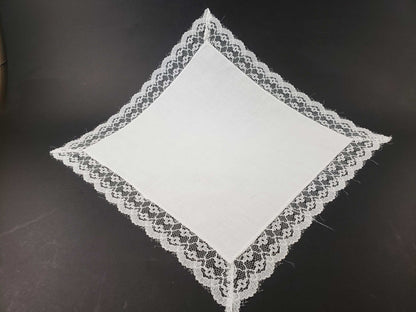 Linen and Lace Border Antique Handkerchief