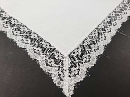 Linen and Lace Border Antique Handkerchief