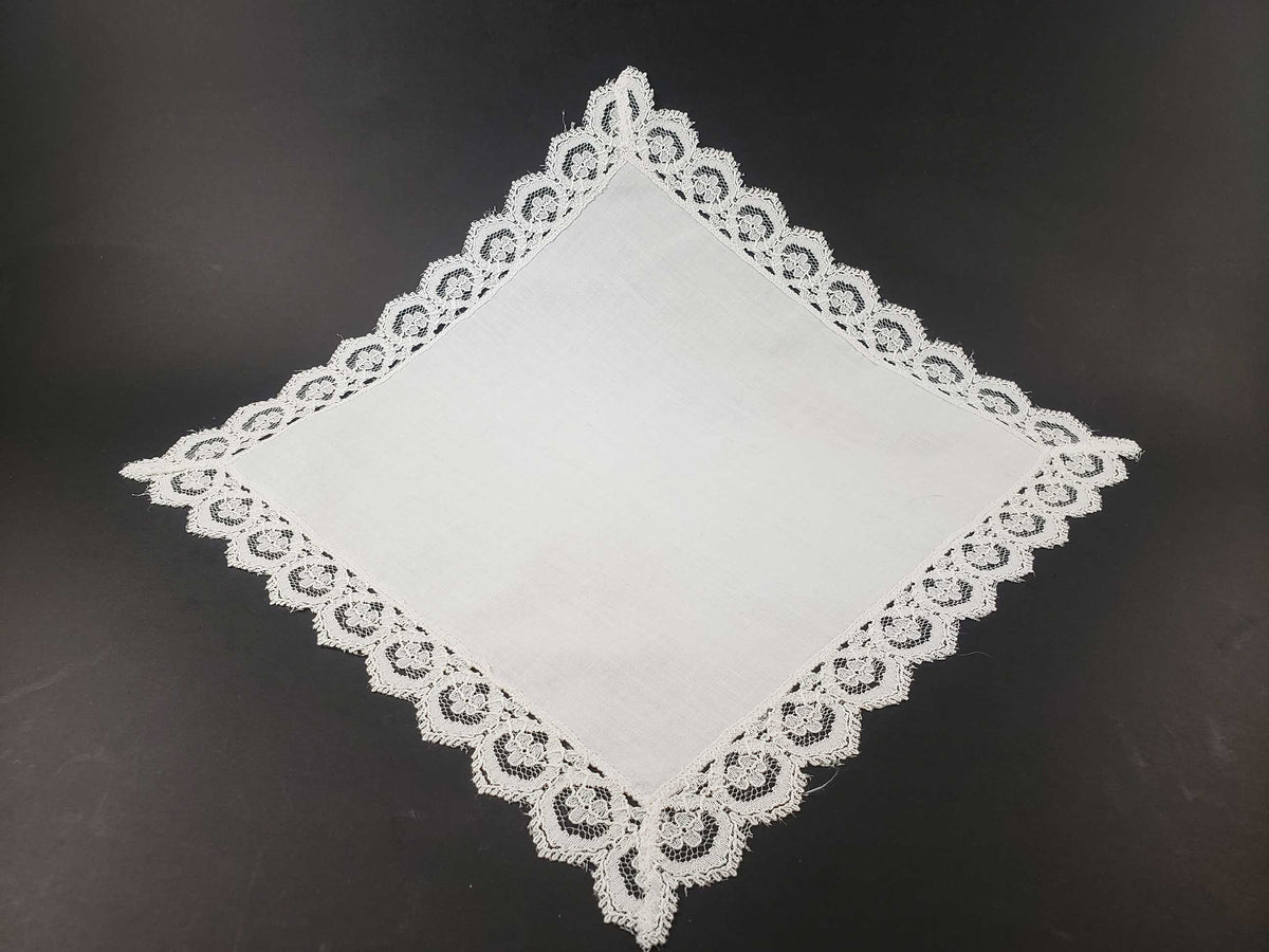 Linen and Lace Border Antique Handkerchief