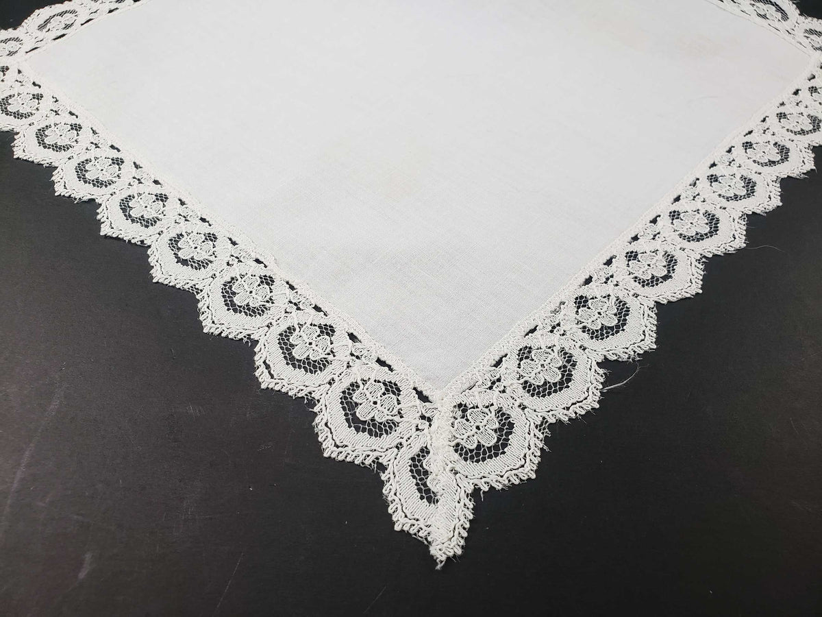 Linen and Lace Border Antique Handkerchief