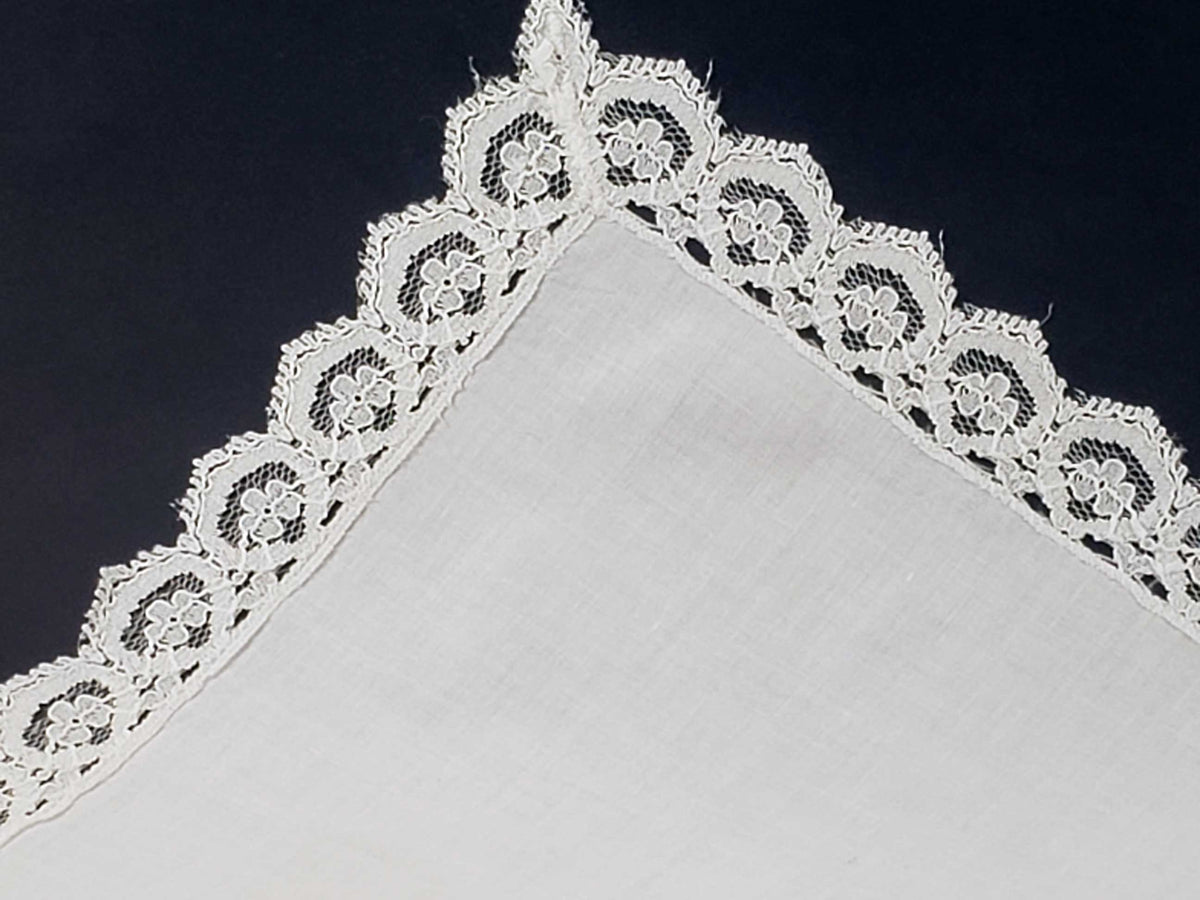 Linen and Lace Border Antique Handkerchief