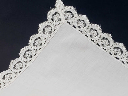 Linen and Lace Border Antique Handkerchief