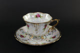 Tri-Footed Floral Lustreware, Teacup and Saucer, Made in Japan