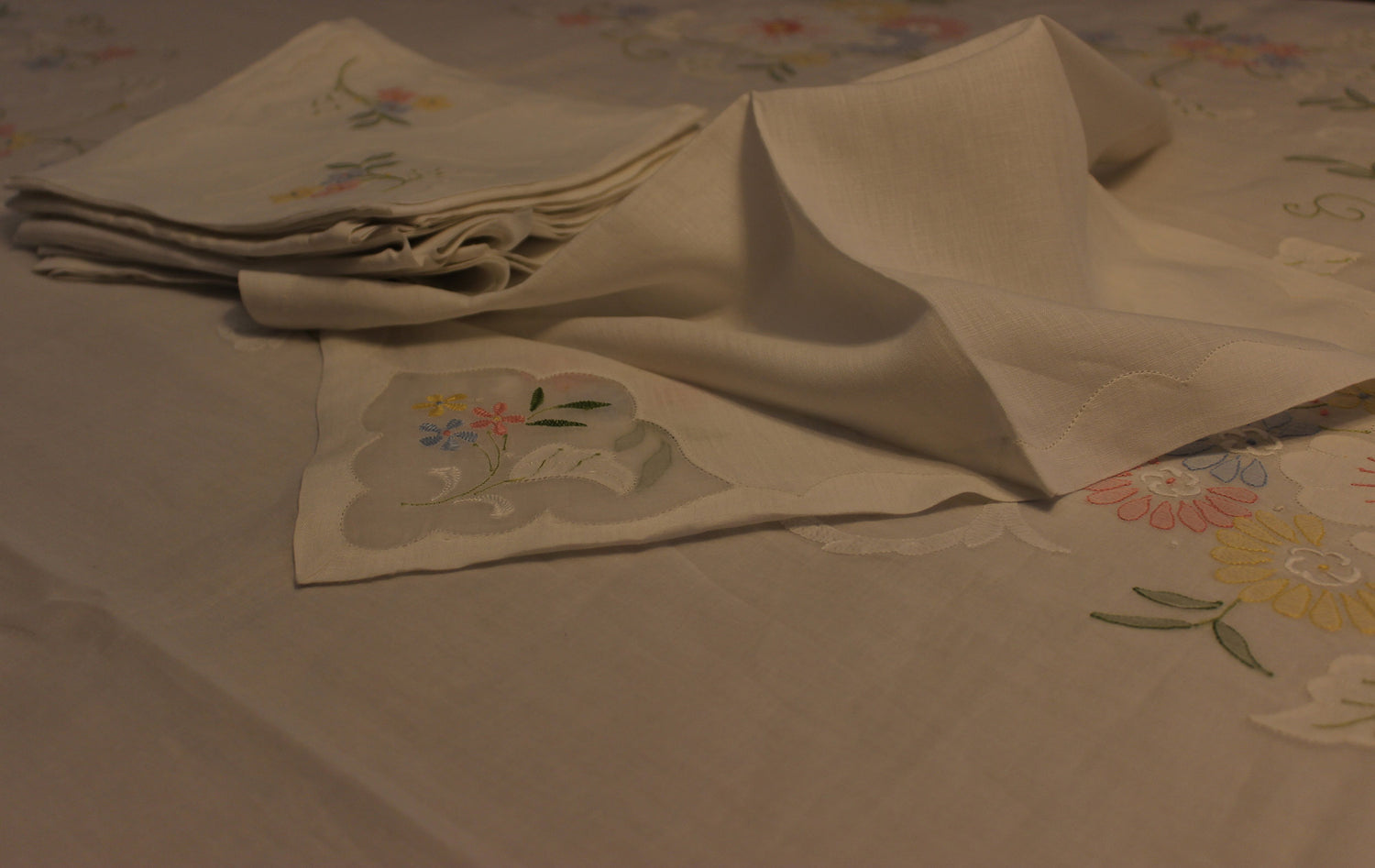 Madeira Organza Banquet Sized Tablecloth with Matching Napkins