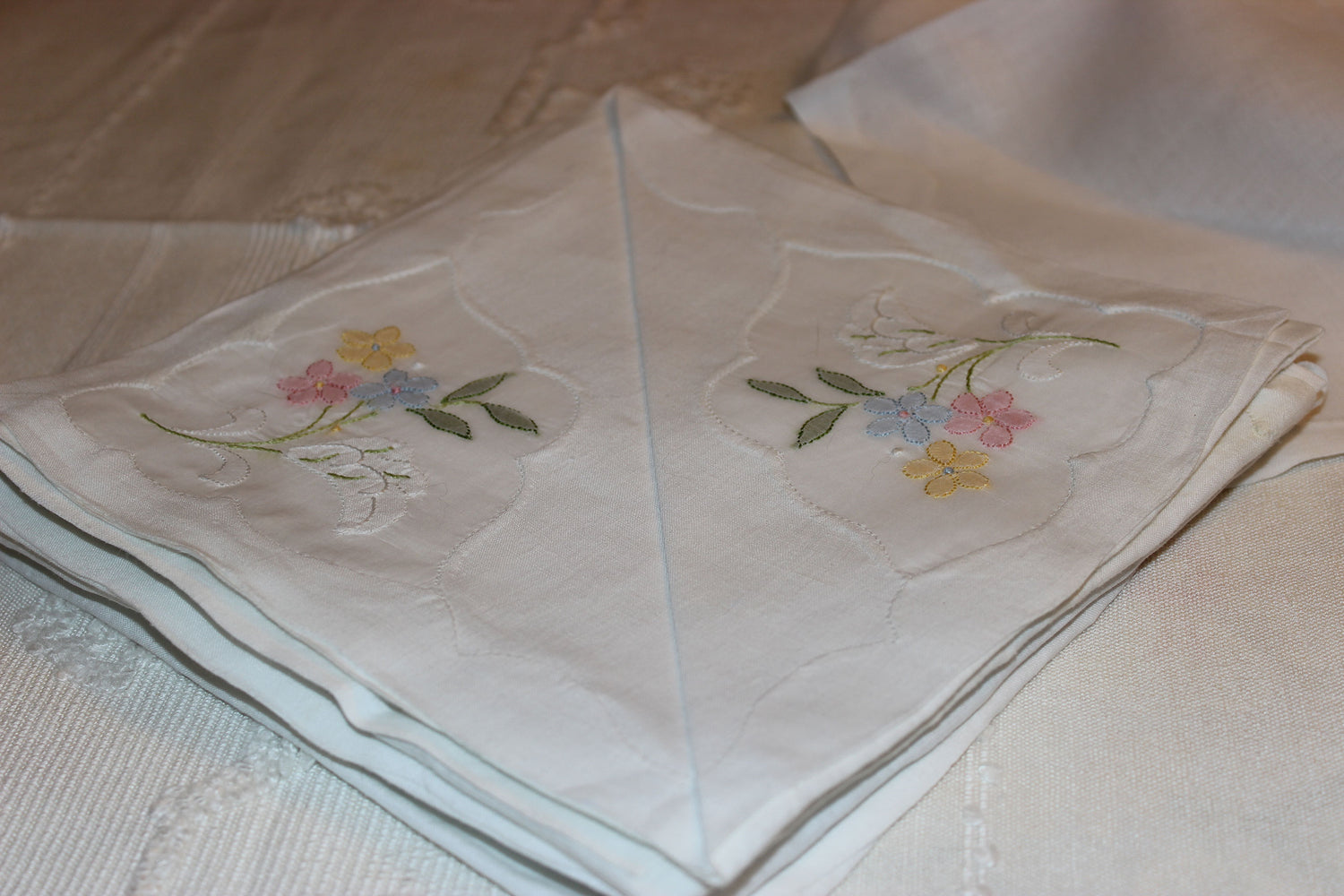 Madeira Organza Banquet Sized Tablecloth with Matching Napkins