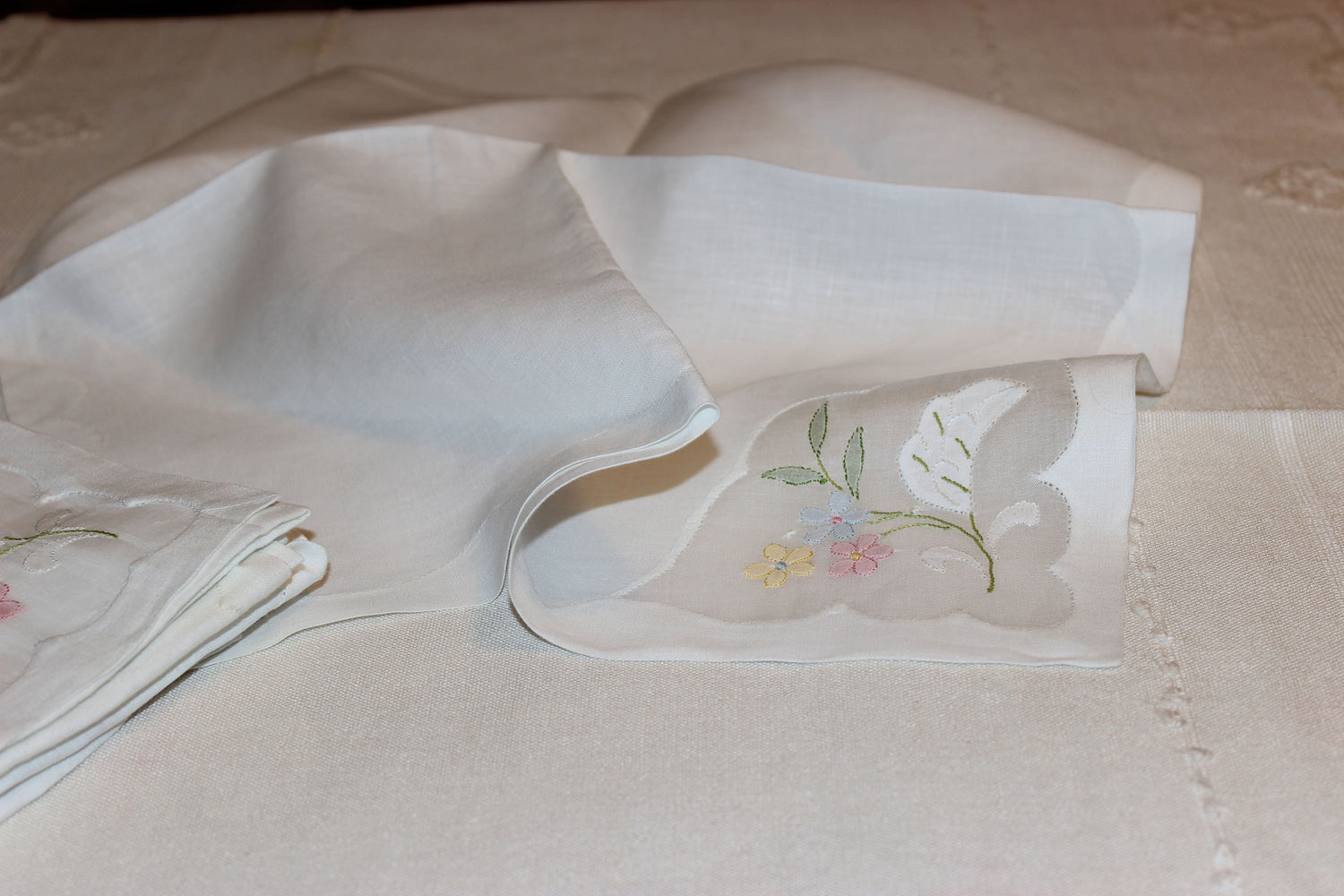 Madeira Organza Banquet Sized Tablecloth with Matching Napkins