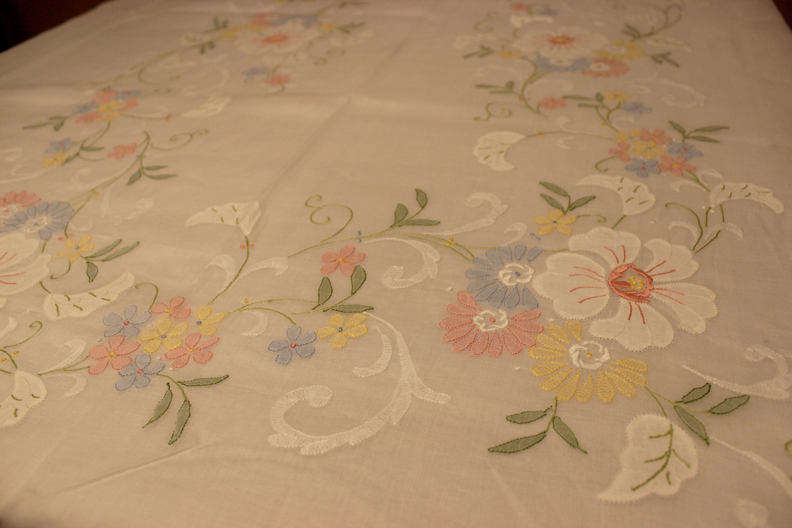 Madeira Organza Banquet Sized Tablecloth with Matching Napkins