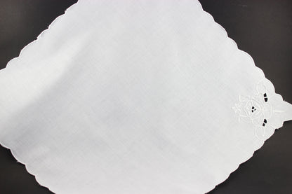 Madeira Hand Embroidered Linen Napkins, White, 32 Available