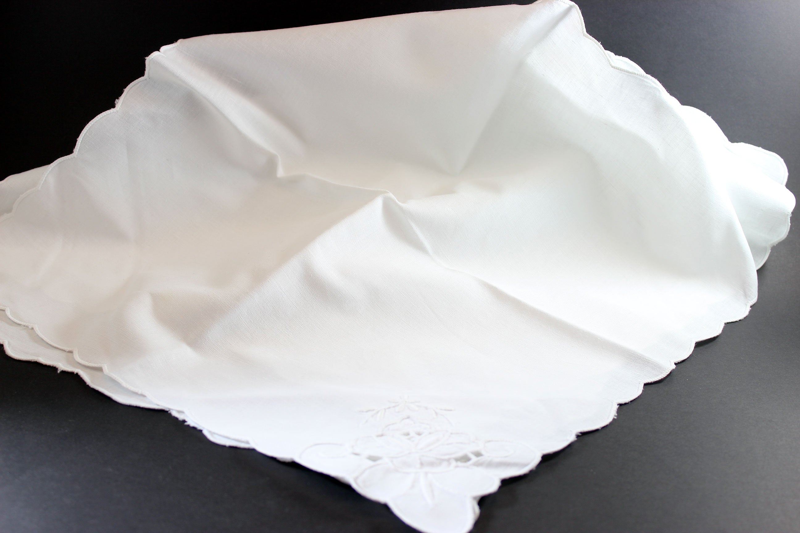 Madeira Hand Embroidered Linen Napkins, White, 32 Available