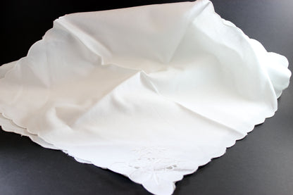 Madeira Hand Embroidered Linen Napkins, White, 32 Available