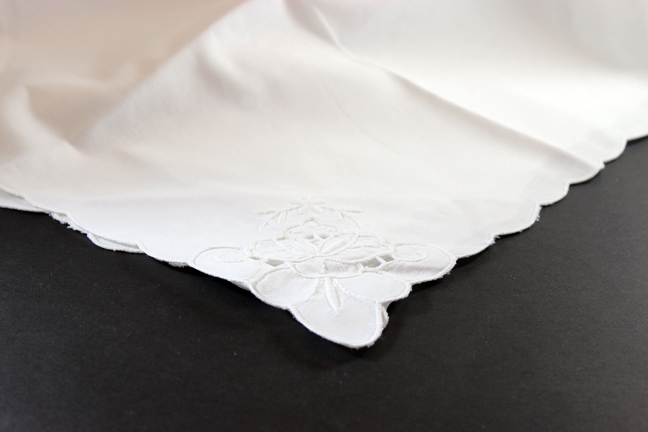 Madeira Hand Embroidered Linen Napkins, White, 32 Available