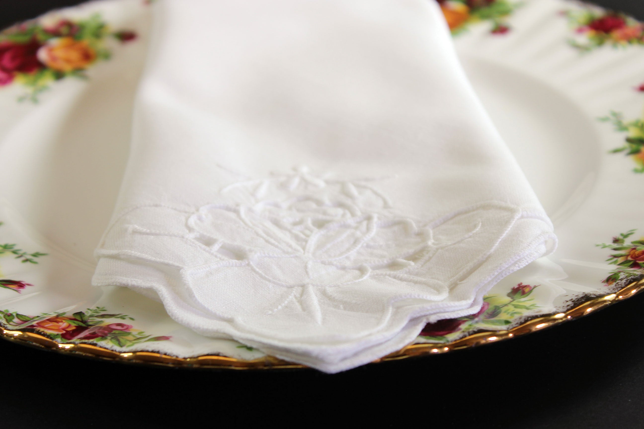 Madeira Hand Embroidered Linen Napkins, White, 32 Available