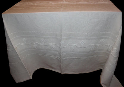 Madeira Natural Linen Banquet Sized Tablecloth with Matching Napkins