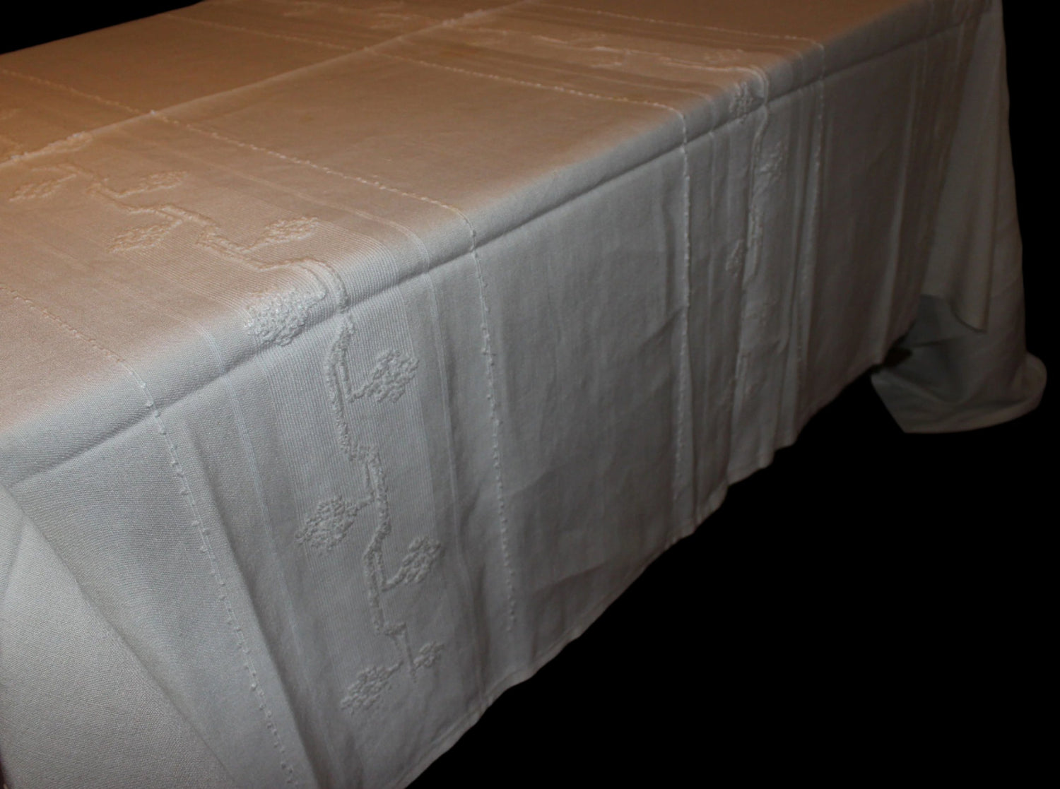 Madeira Natural Linen Banquet Sized Tablecloth with Matching Napkins