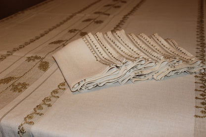 Madeira Natural Linen Tablecloth with Matching Napkins