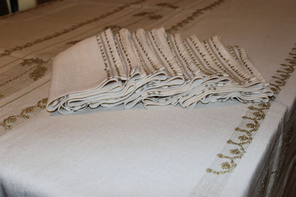 Madeira Natural Linen Tablecloth with Matching Napkins