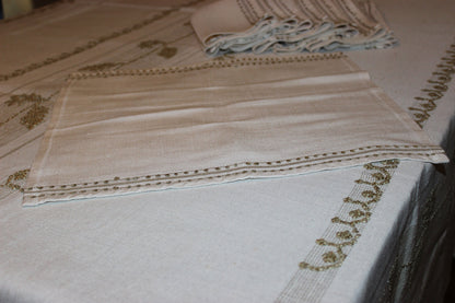 Madeira Natural Linen Tablecloth with Matching Napkins