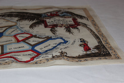 Printed Linen Tea Towel, Map of Barbados