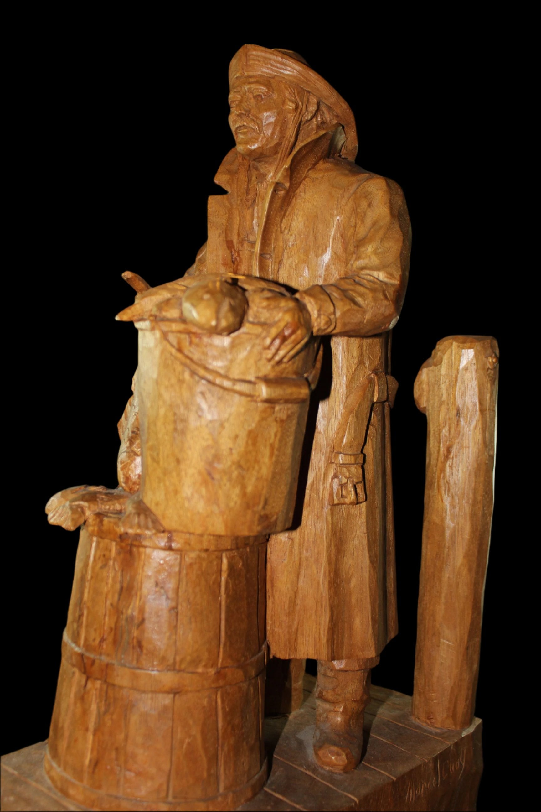 Marcel Guay, Wood Sculpture, Fish Monger